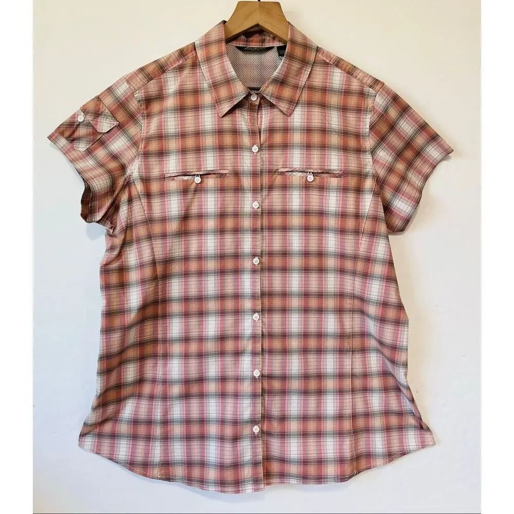 Eddie Bauer Short Sleeve Plaid Shirt   Size XL
